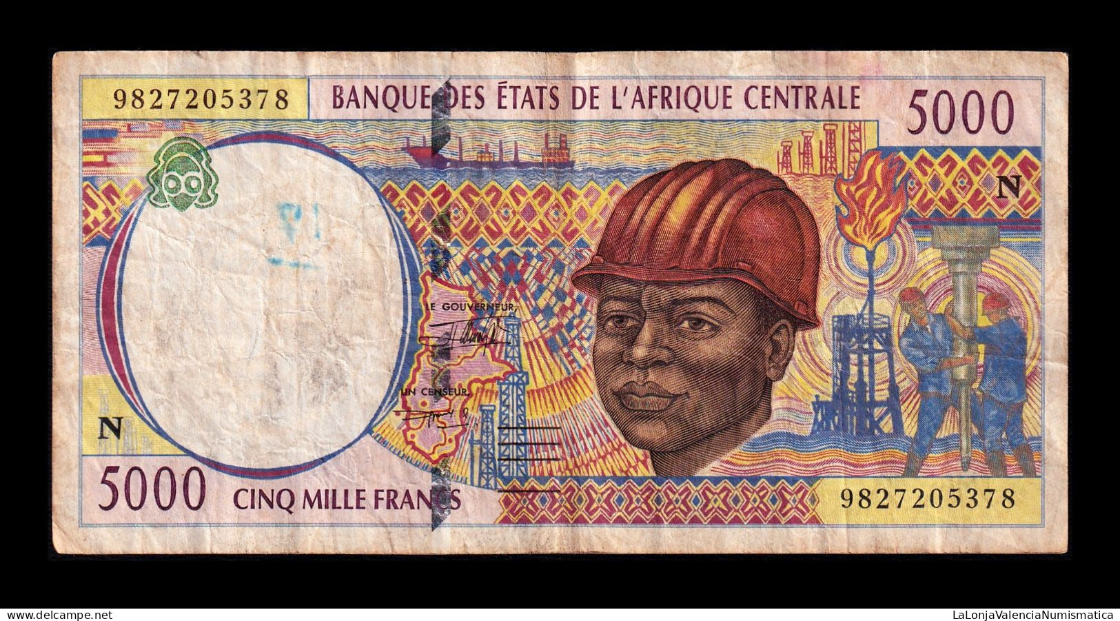 Central African St. - Estados De África Central Guinea Equatorial 5000 Francs 1998 Pick 504Nd Bc F - Equatoriaal-Guinea