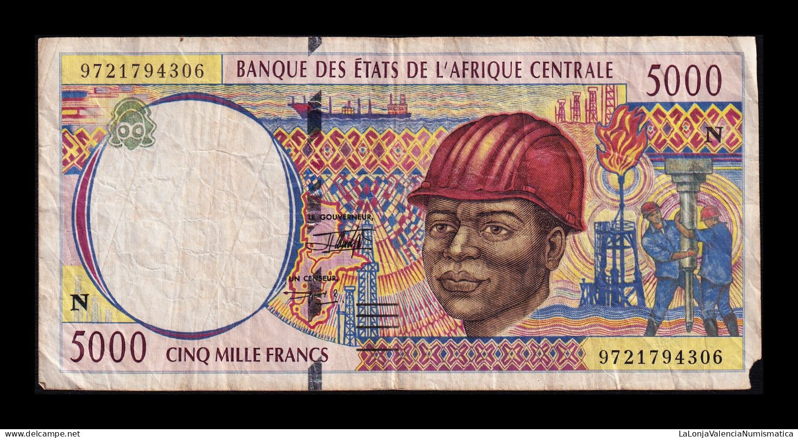 Central African St. - Estados De África Central Guinea Equatorial 5000 Francs 1997 Pick 504Nc Bc F - Equatoriaal-Guinea