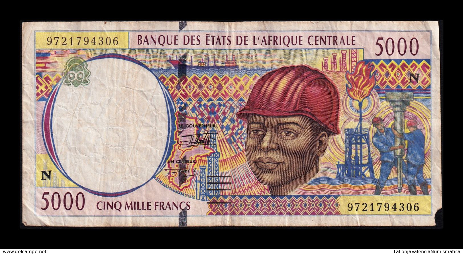 Central African St. - Estados De África Central Guinea Equatorial 5000 Francs 1997 Pick 504Nc Bc F - Guinea Equatoriale