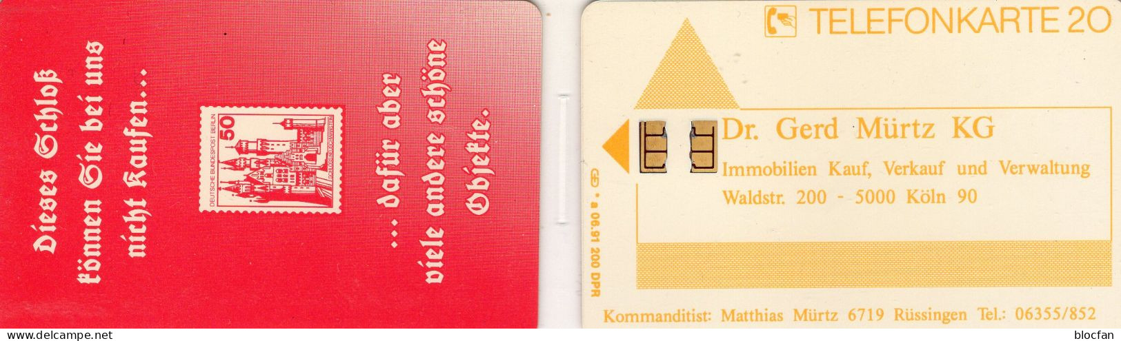 Schloß TK N * A 06.1991 (K327) 200Expl.** 100€ Dr.Mürtz In Köln Neuschwanenstein BERLIN #510 TC Tower Stamp On Phonecard - Montagne