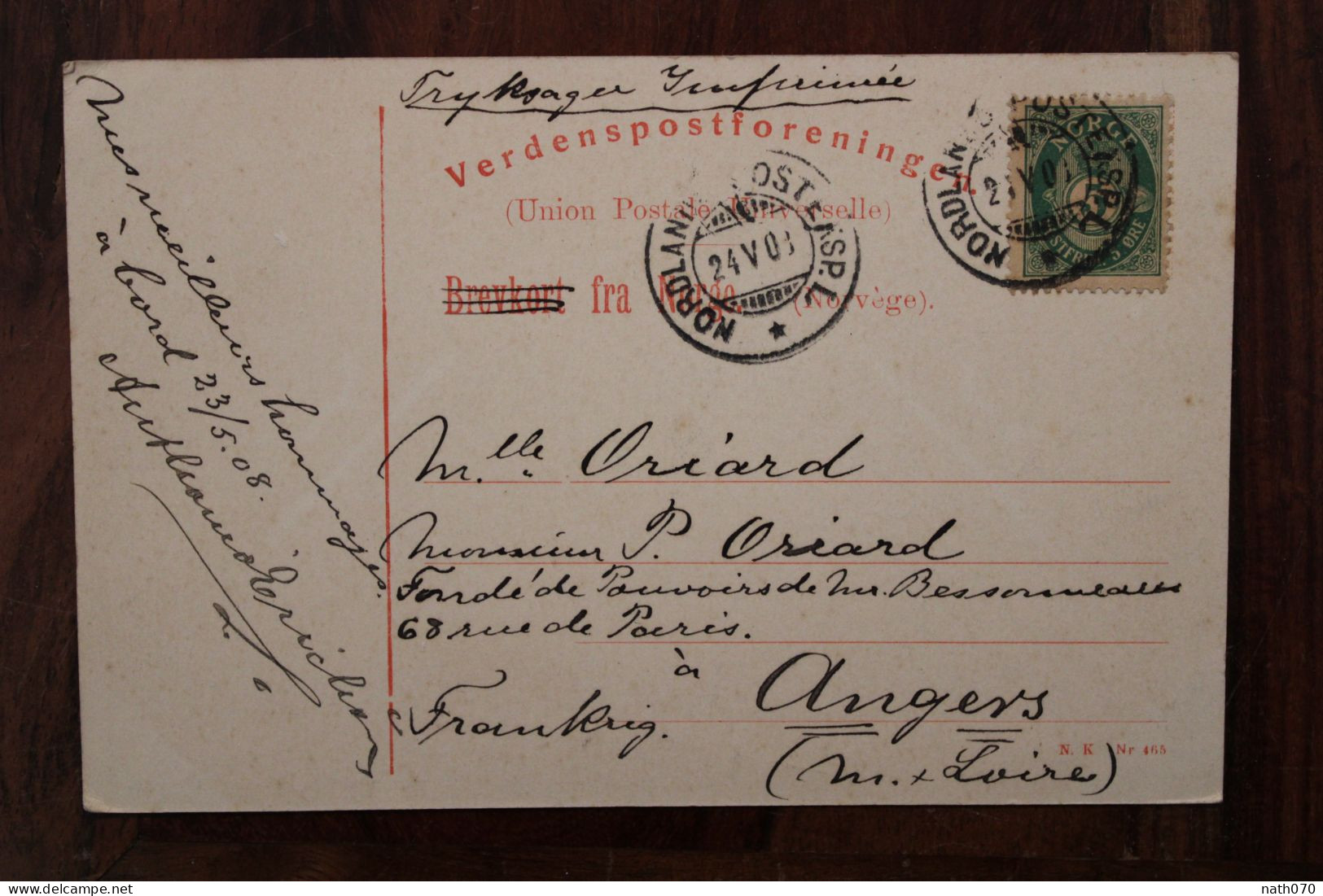 AK 1908 Norge Norvège Nordland Cpa Carte Bronno Norway Brønnøy - Lettres & Documents