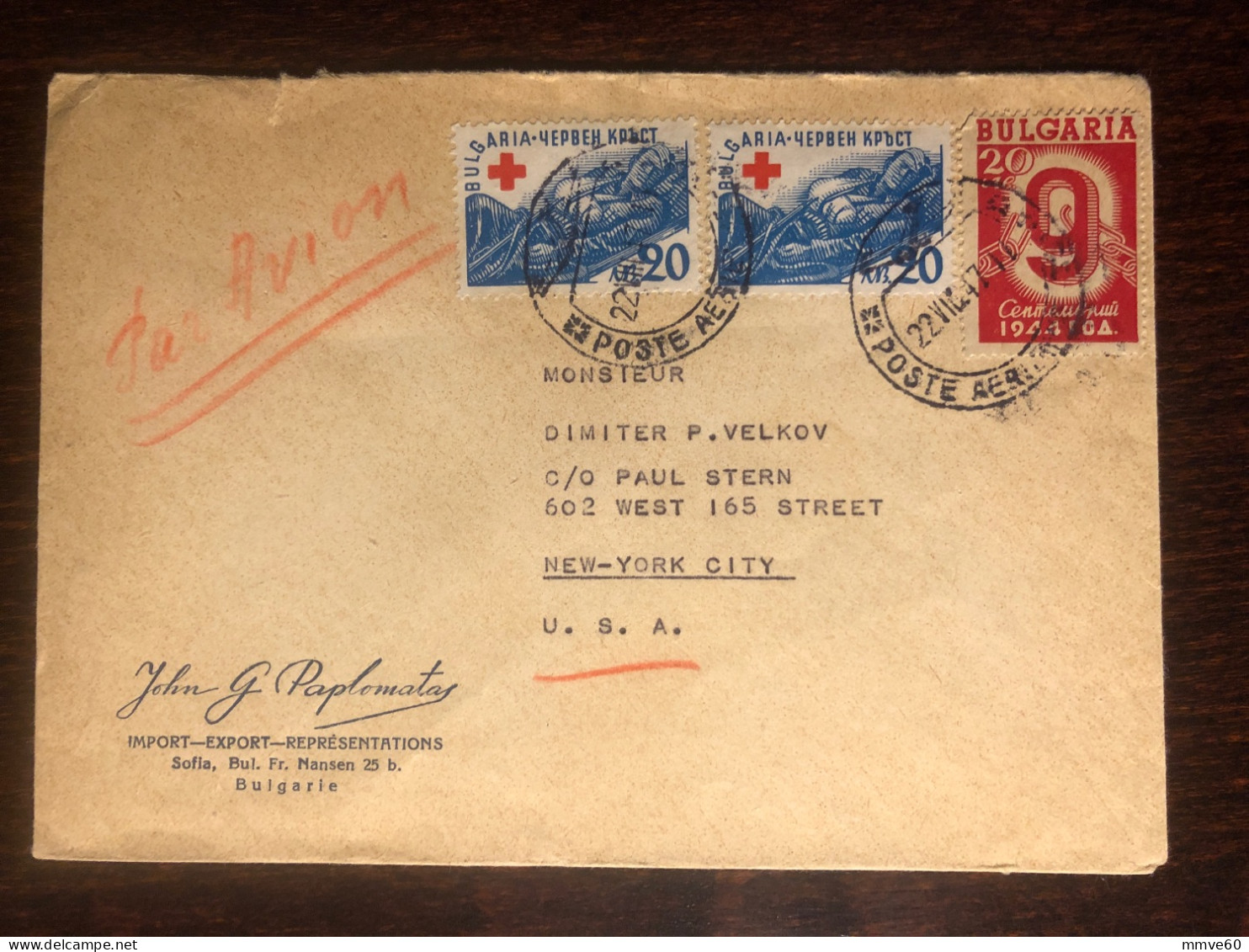 BULGARIA TRAVELLED COVER 1947 YEAR RED CROSS HEALTH MEDICINE - Lettres & Documents