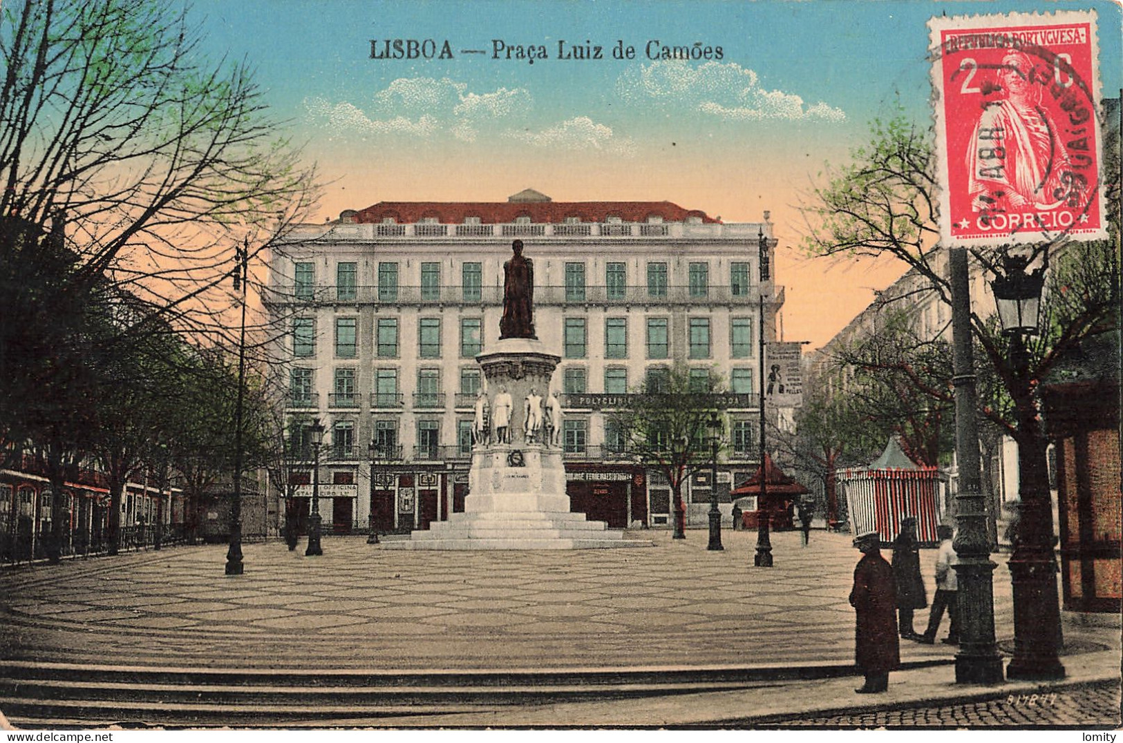 Portugal Cachet Militaire Censure Guerre 1914 1918 Censura 1917 N°9 Sur Carte Postale Lisboa Praça Luiz De Camoes - Marcophilie