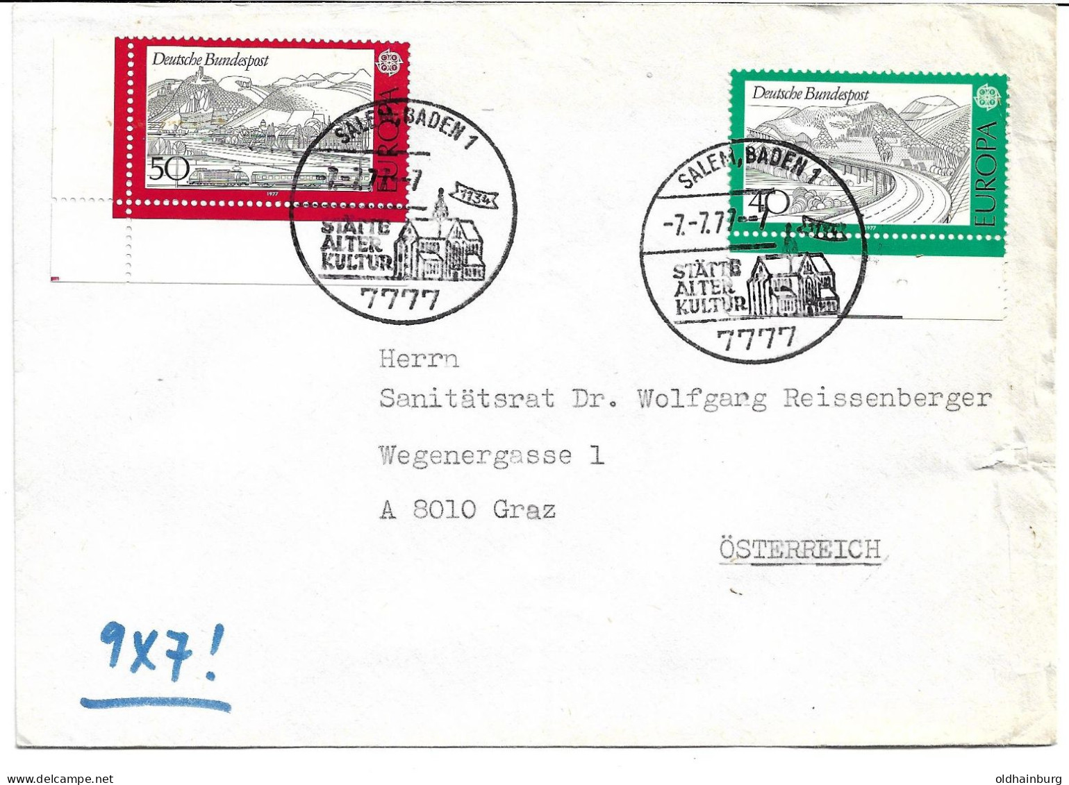 0164l: BRD 1977, Europa- Cept- Brief Nach A- 8010 Graz - 1977