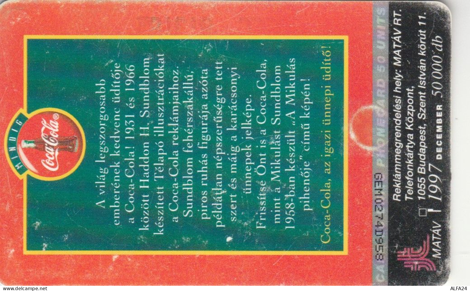 PHONE CARD UNGHERIA COCA COLA NATALE (E95.15.1 - Hungría