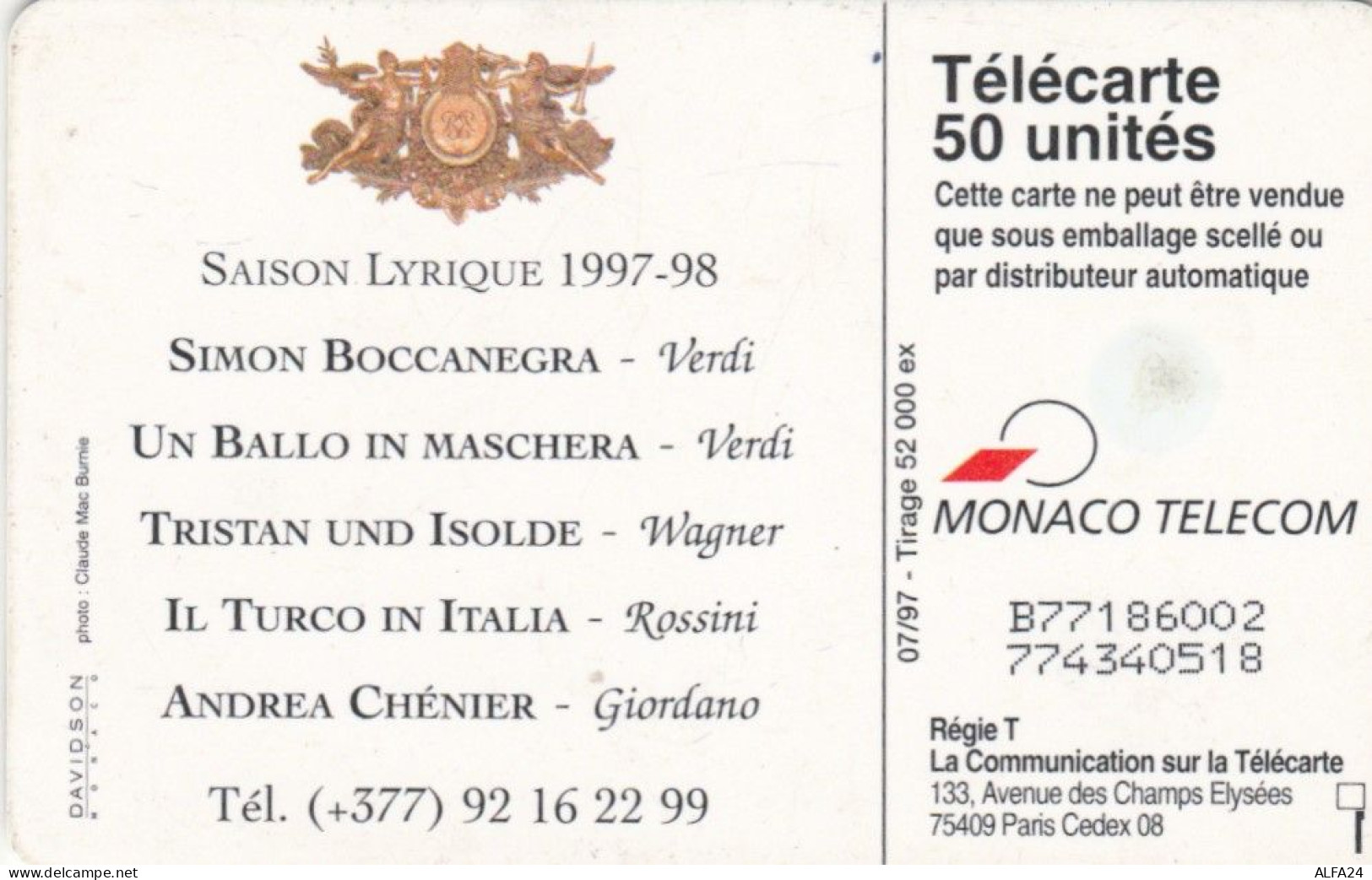 PHONE CARD MONACO  (E96.5.4 - Monaco