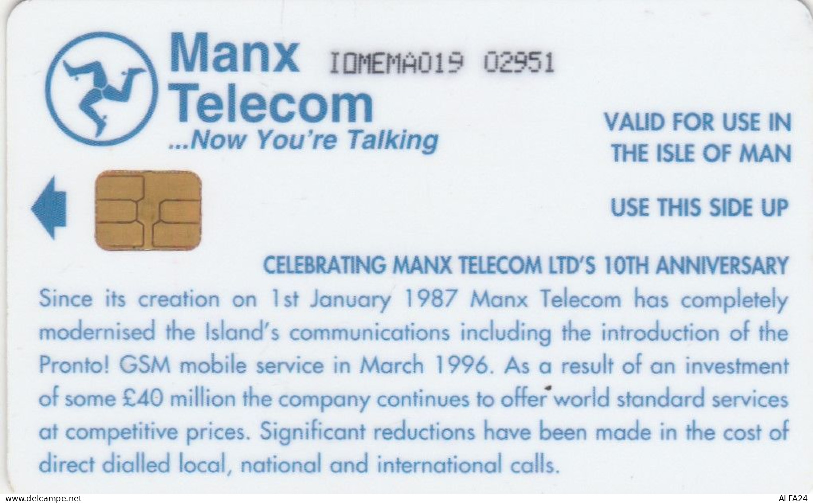 PHONE CARD ISOLA MAN  (E96.4.6 - Eiland Man