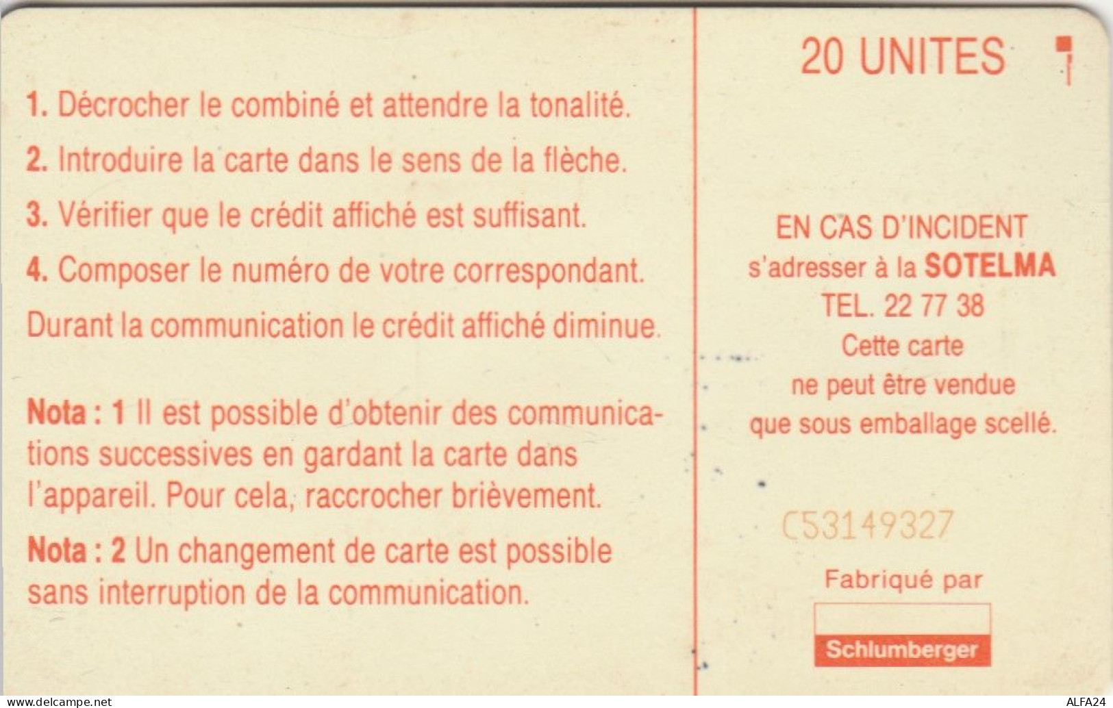 PHONE CARD MALI  (E96.3.7 - Malí