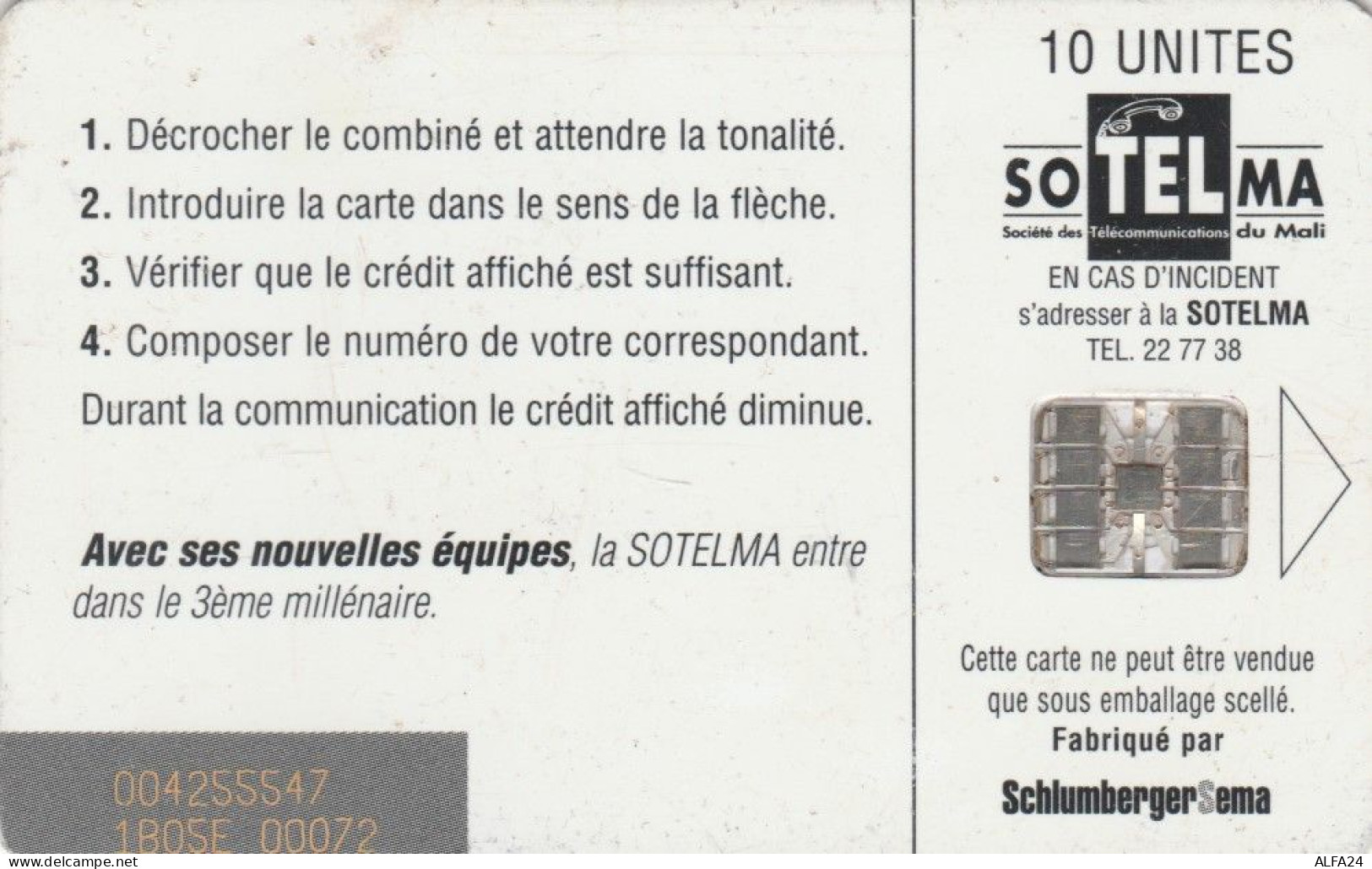 PHONE CARD MALI  (E96.3.4 - Malí