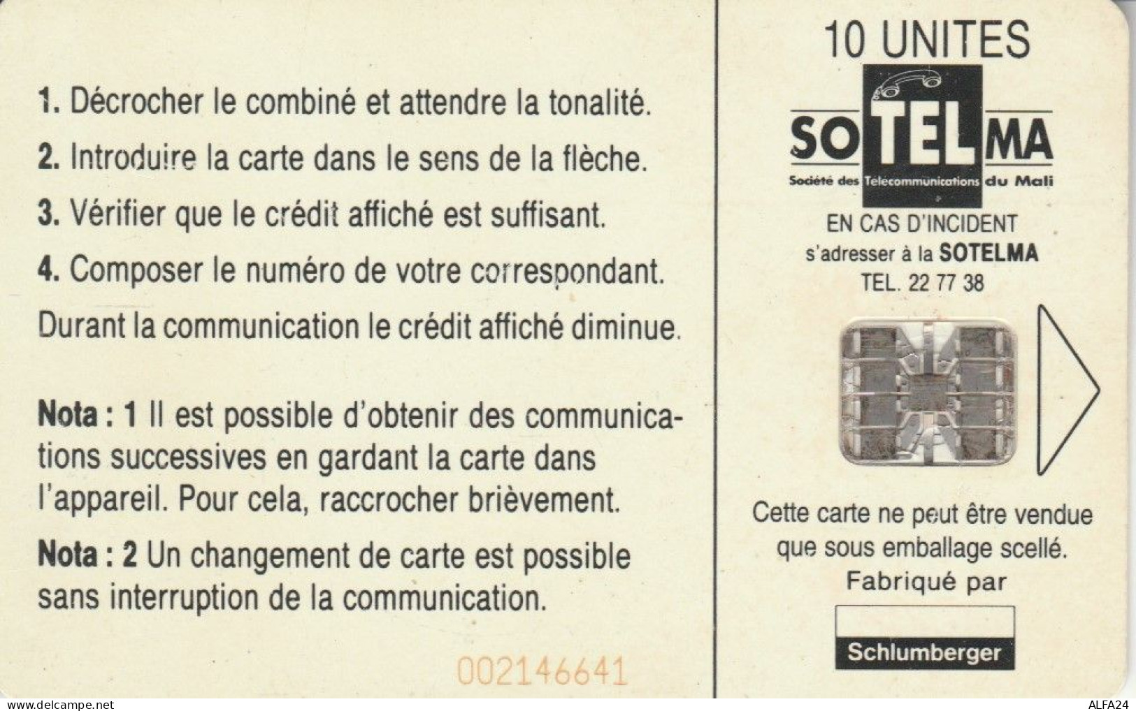 PHONE CARD MALI  (E96.3.5 - Mali