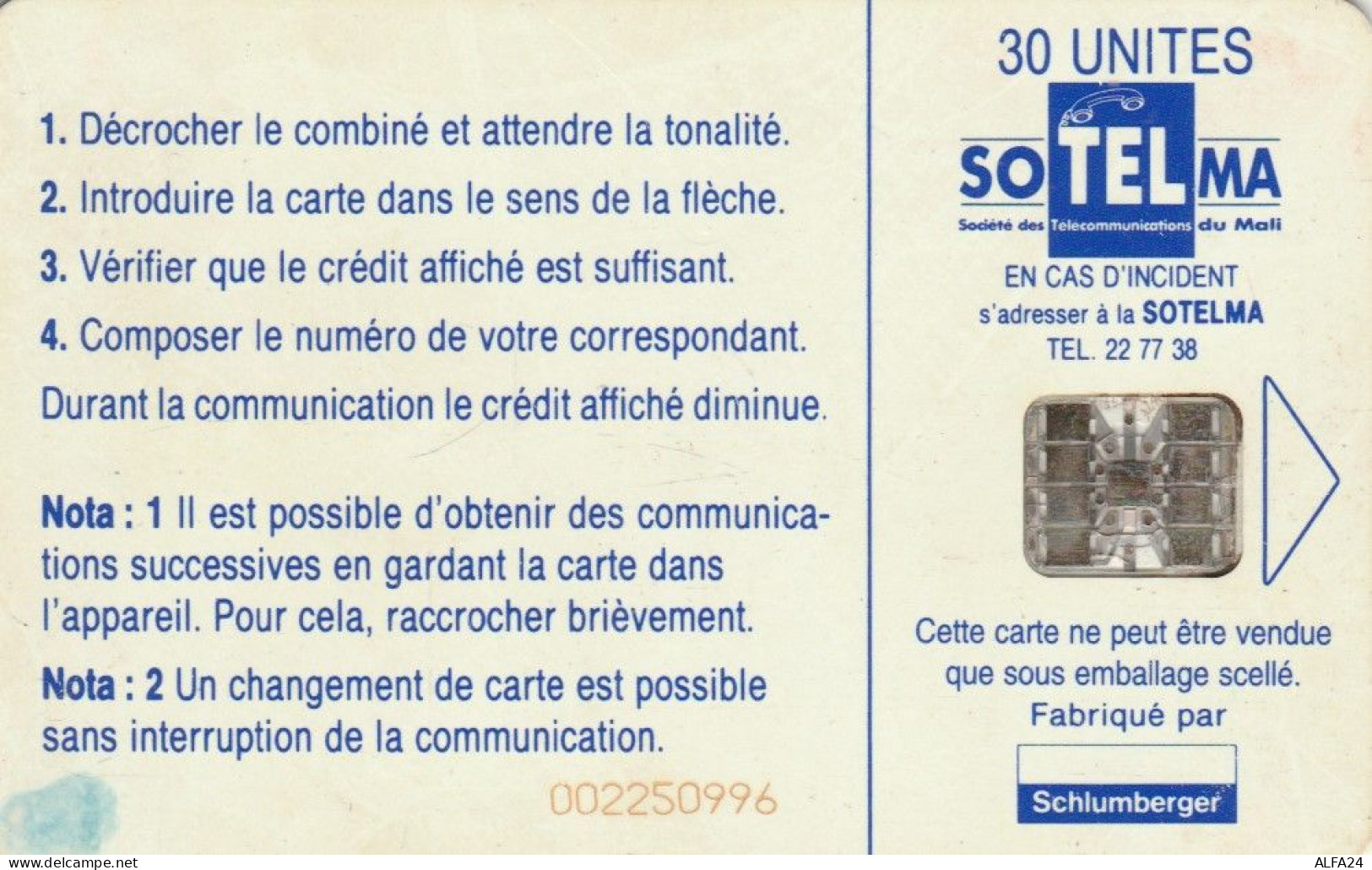 PHONE CARD MALI  (E96.3.3 - Malí