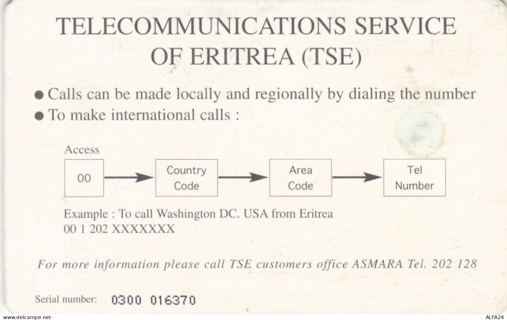 PHONE CARD ERITREA  (E97.13.8 - Erythrée