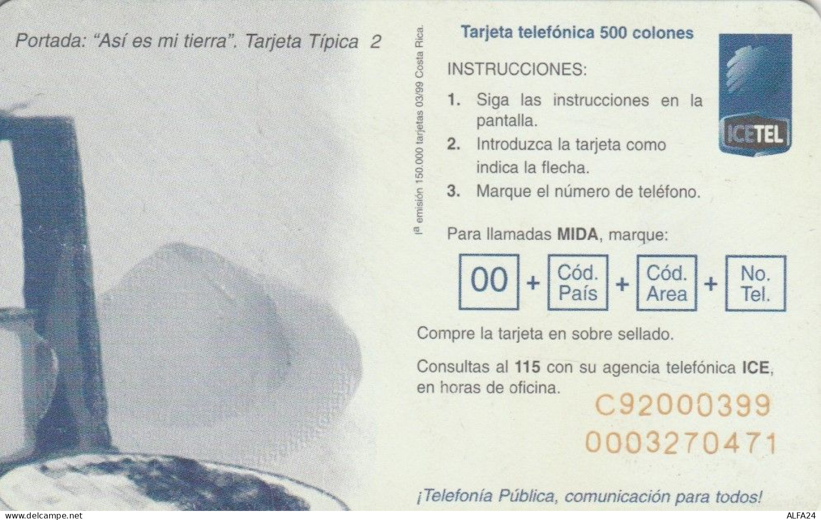 PHONE CARD COSTARICA  (E97.9.3 - Costa Rica