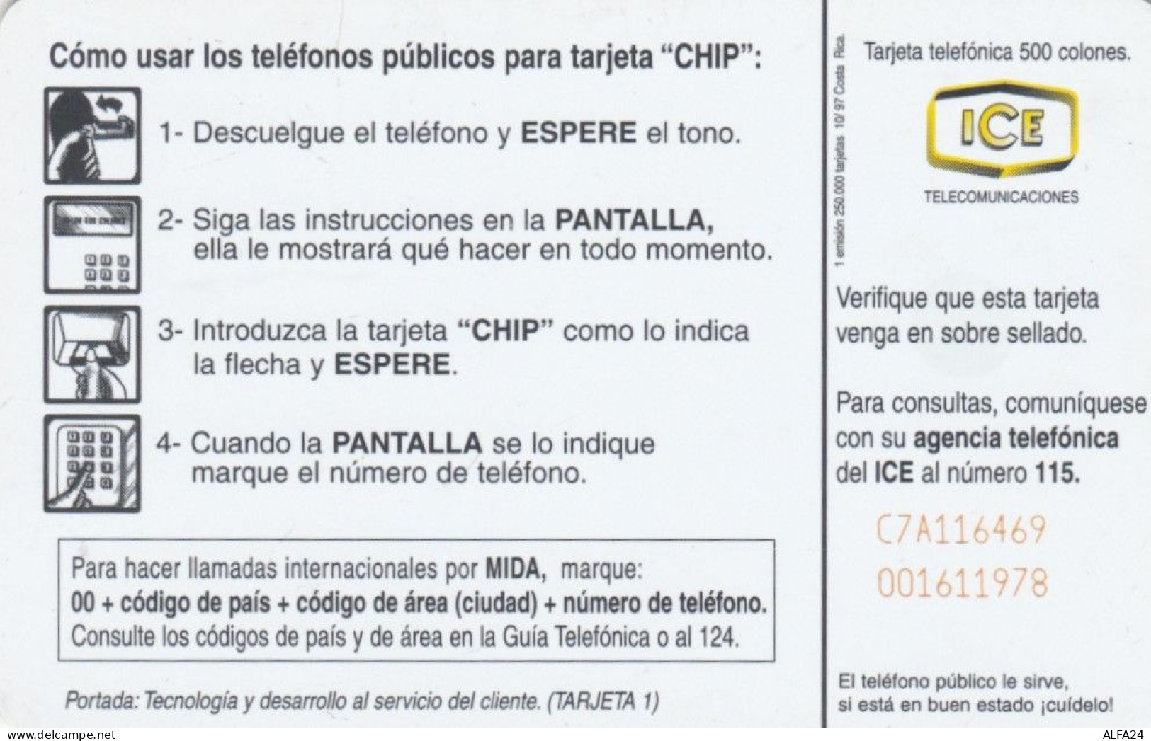 PHONE CARD COSTARICA  (E97.9.2 - Costa Rica
