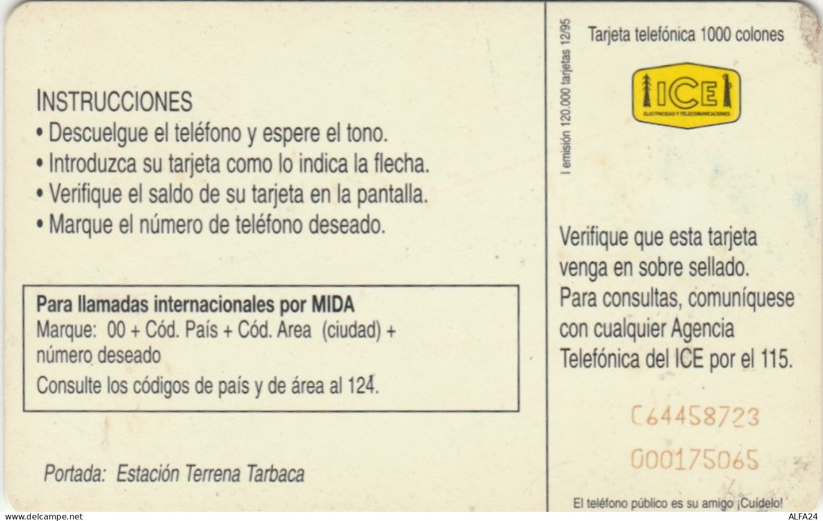 PHONE CARD COSTARICA  (E97.8.8 - Costa Rica