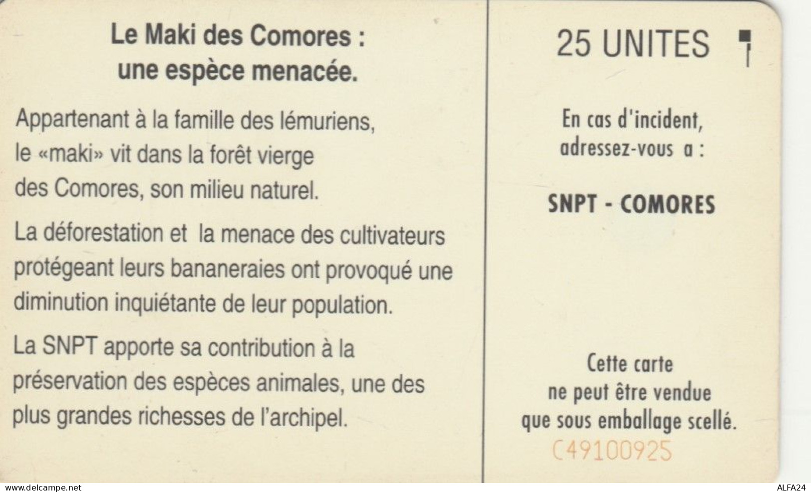 PHONE CARD COMORES  (E97.8.3 - Comoren