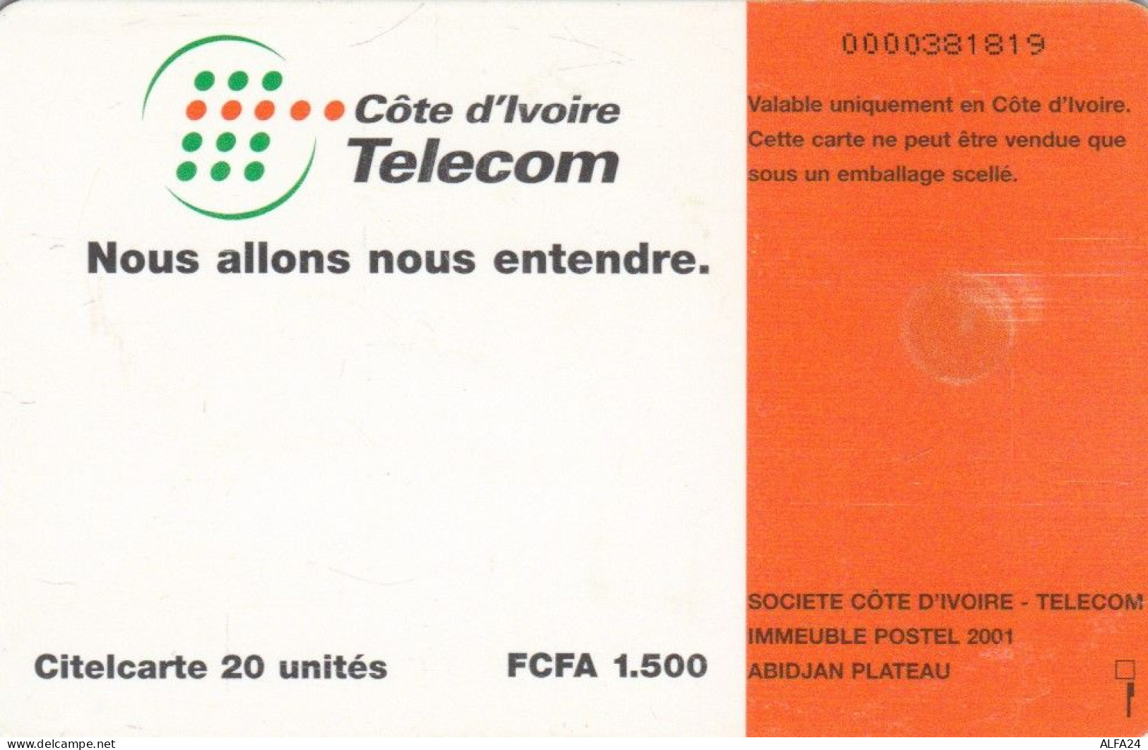 PHONE CARD COSTA D'AVORIO  (E97.3.7 - Côte D'Ivoire