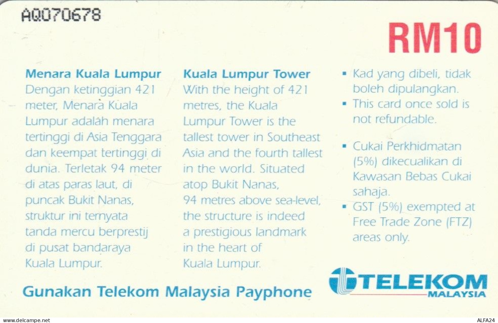 PHONE CARD MALESIA  (E98.28.7 - Malasia