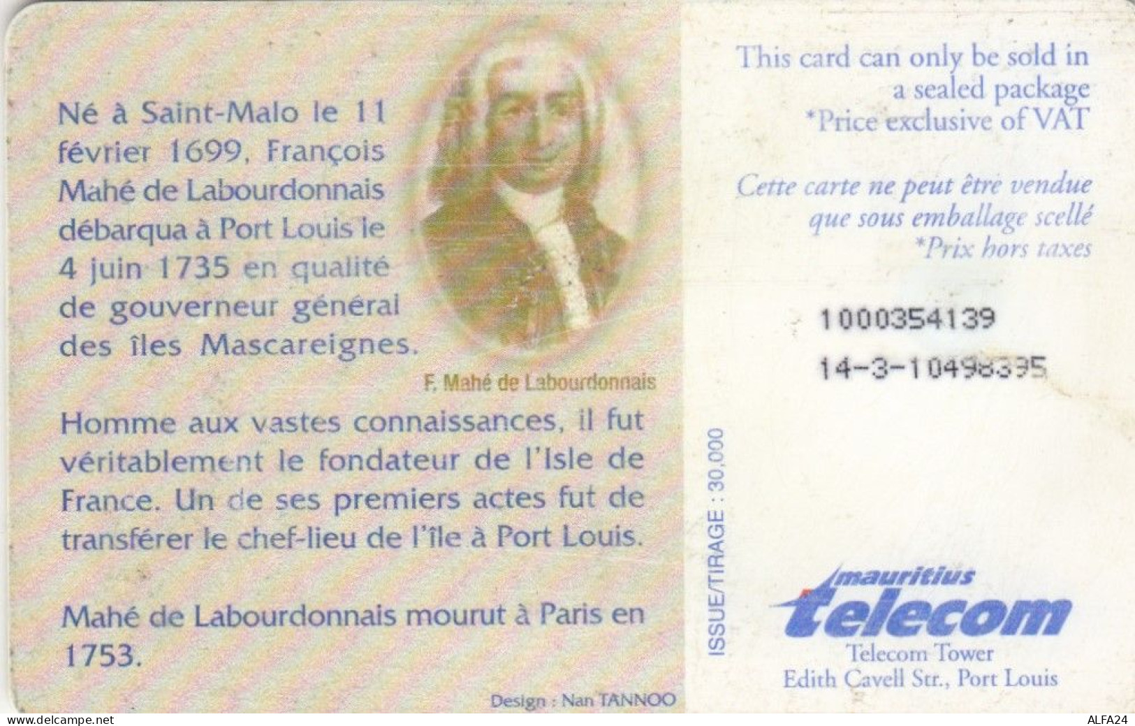 PHONE CARD MAURITIUS  (E98.30.6 - Mauricio