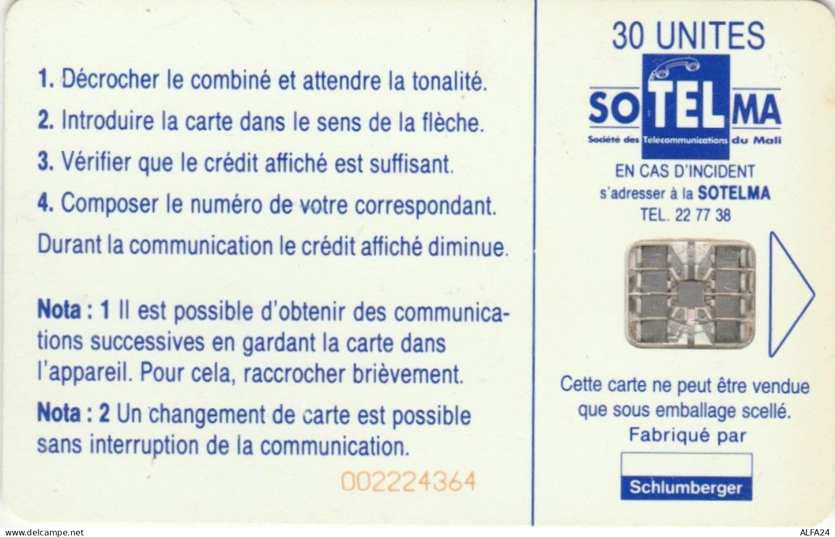 PHONE CARD MALI  (E98.27.6 - Malí