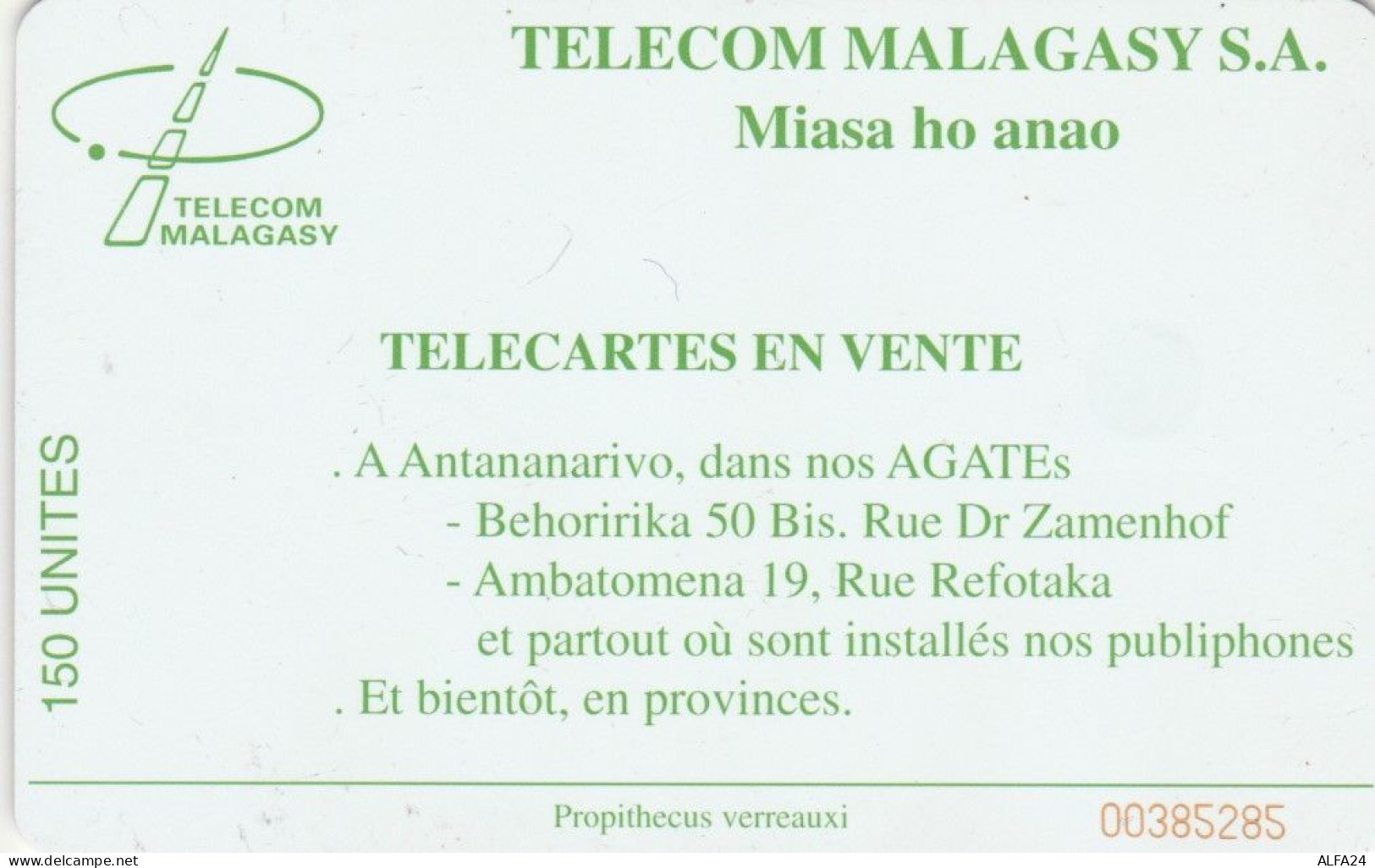 PHONE CARD MADAGASCAR  (E98.26.6 - Madagaskar