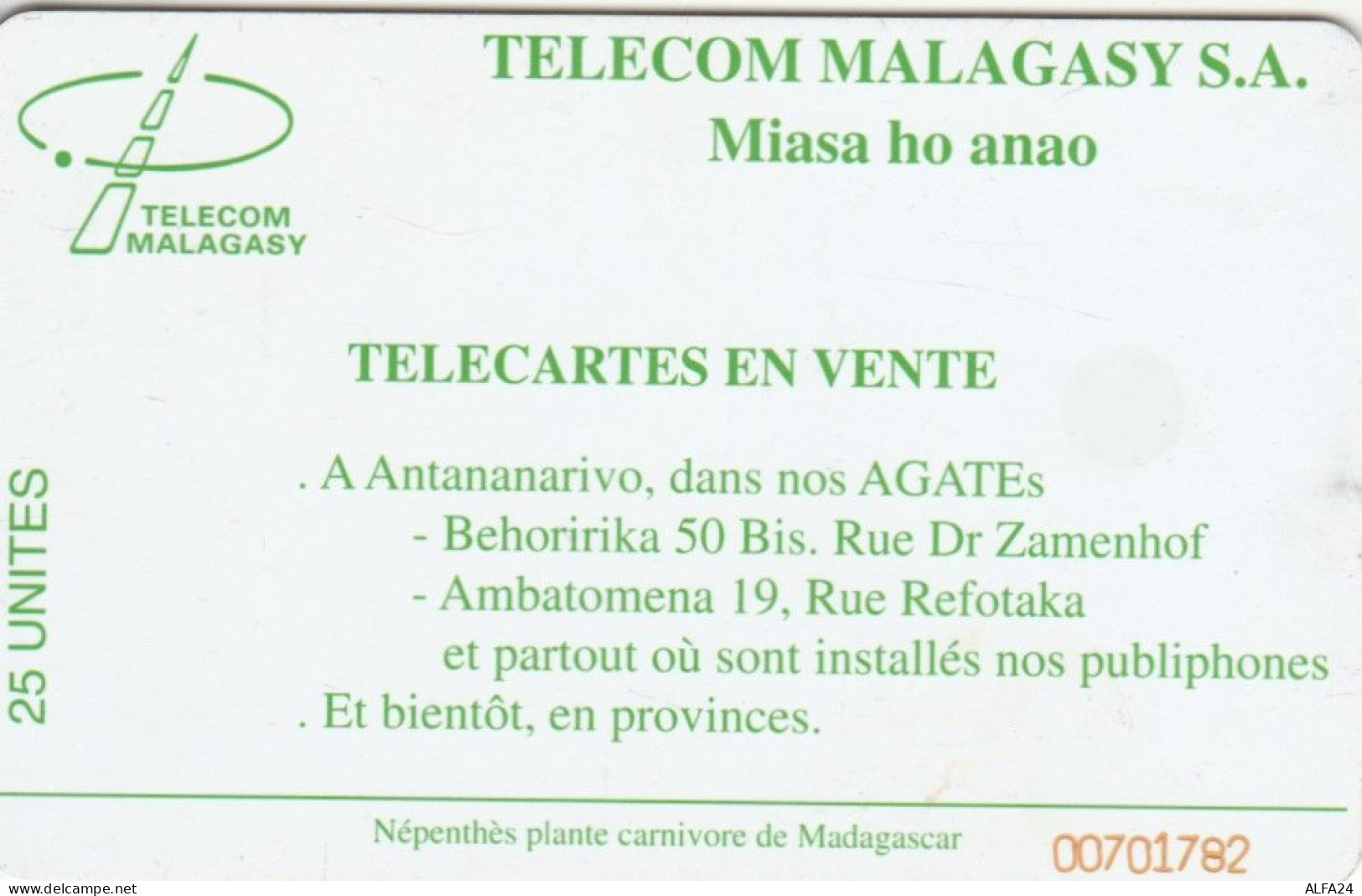 PHONE CARD MADAGASCAR  (E98.26.3 - Madagaskar