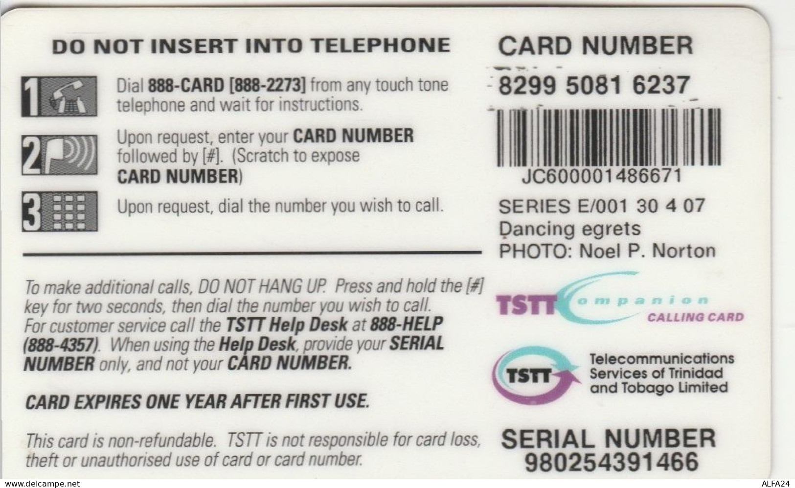 PREPAID PHONE CARD TRINIDAD TOBAGO  (E98.11.5 - Trinidad & Tobago