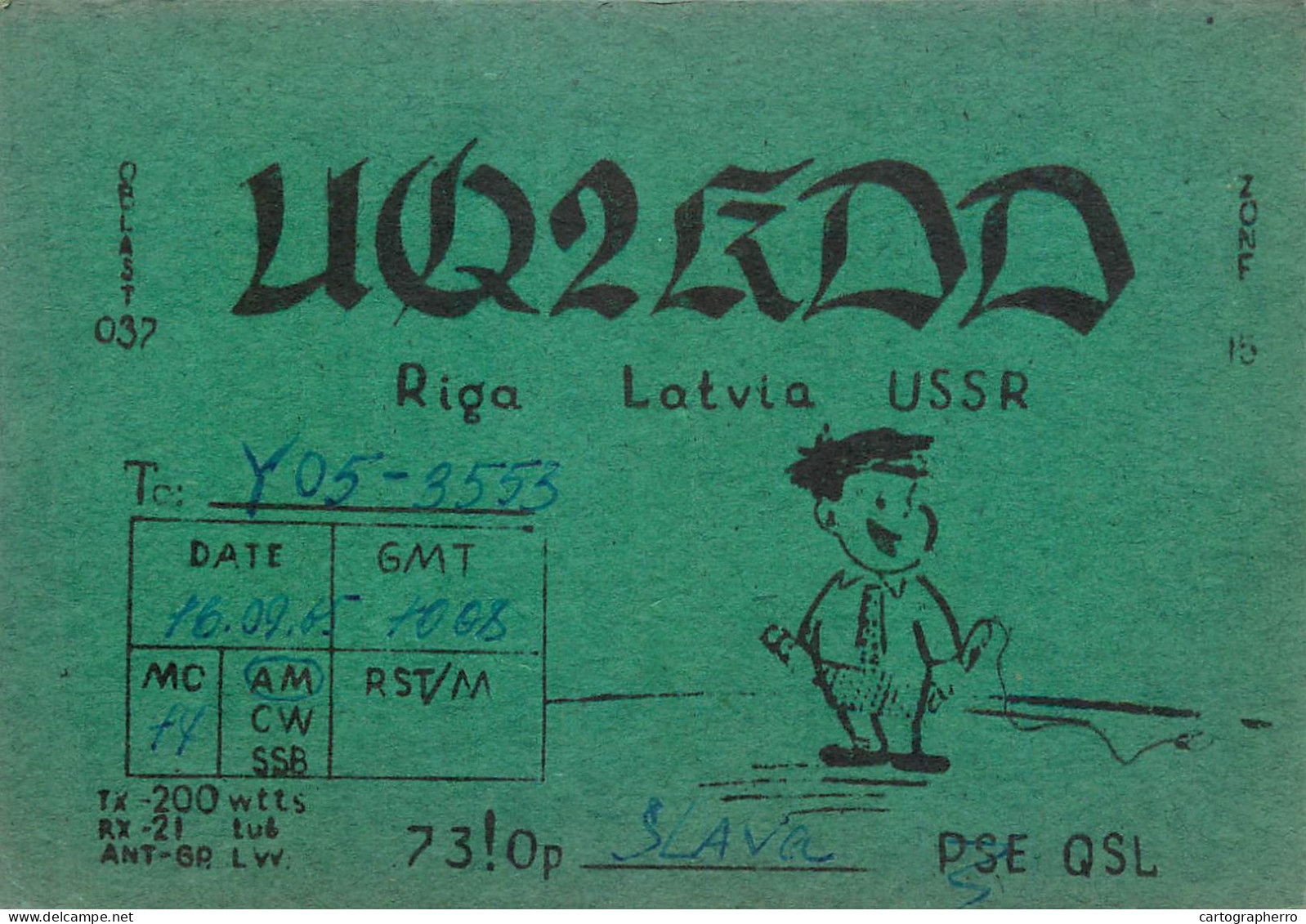 Radio Amateur QSL Card Latvia UQ2RDD USSR Y05-3553 - Radio Amateur