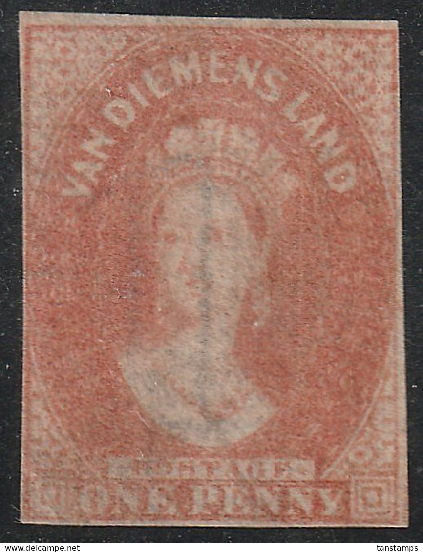 Tasmania SG27 1863 1d Brick Red - Used Stamps