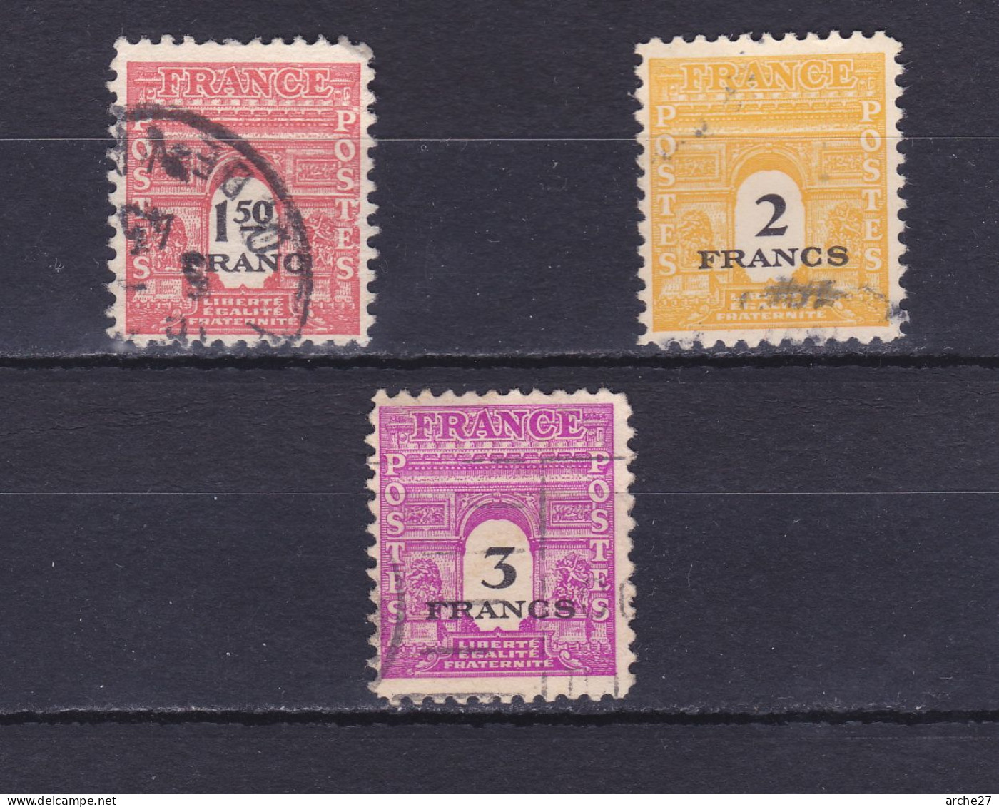 TIMBRE FRANCE N° 708.709.711 OBLITERE - 1944-45 Arc De Triomphe