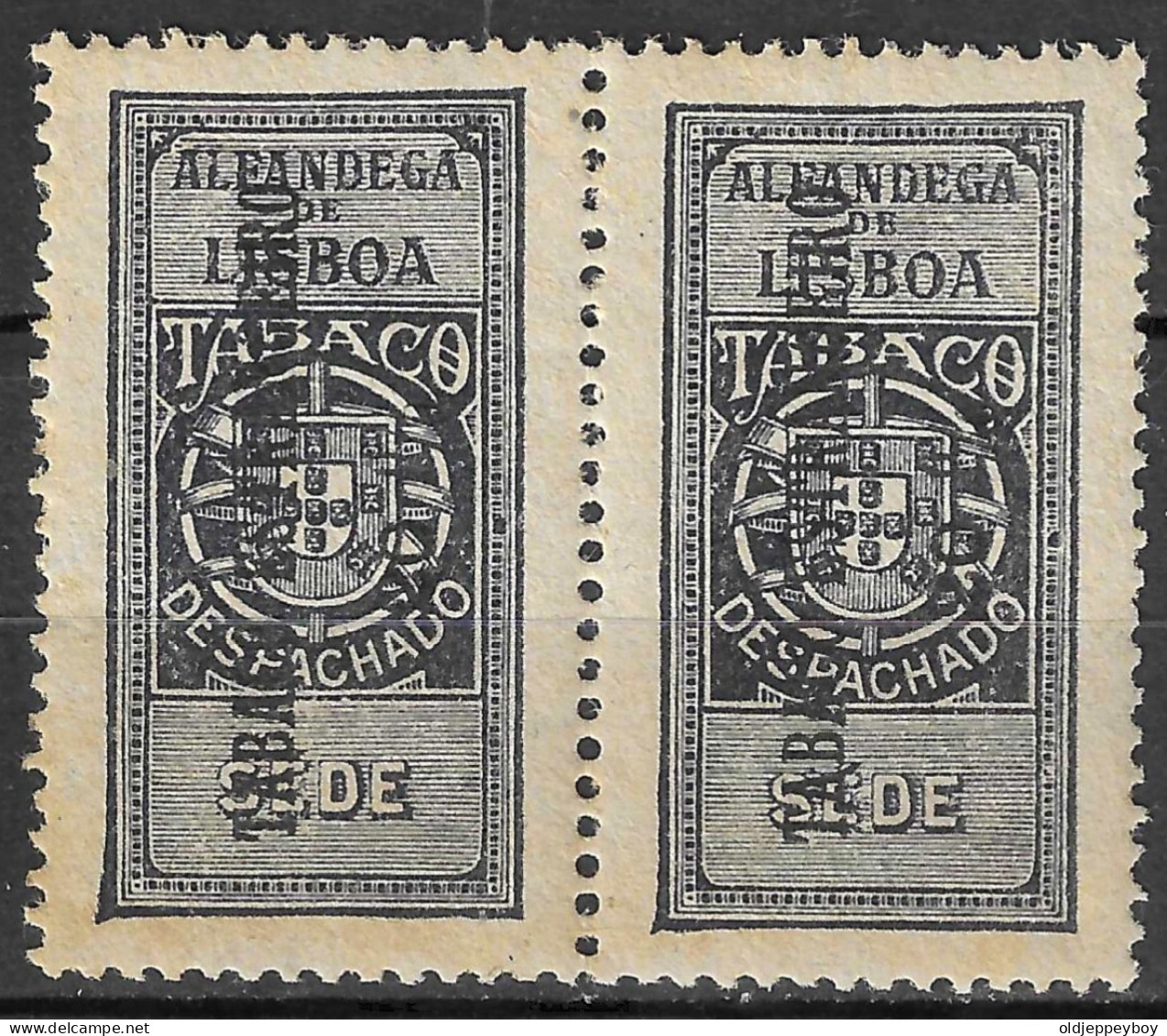 PORTUGAL; Early Revenue Fine Alfandega De Lisboa Tabaco Despachado TAX  OVERPRINT TABACO ESTRANGEIRO  PAIR MNH RARE - Unused Stamps