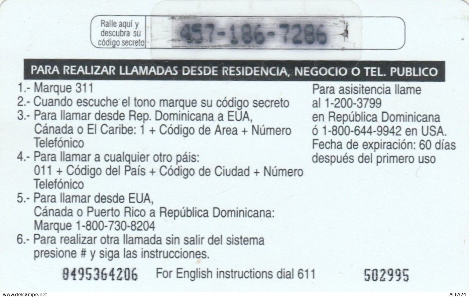 PREPAID PHONE CARD DOMINICANA  (E99.25.6 - Dominicaine