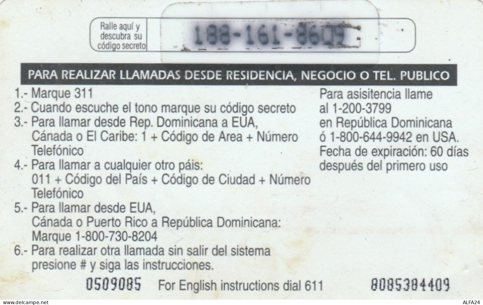 PREPAID PHONE CARD DOMINICANA  (E99.25.8 - Dominik. Republik