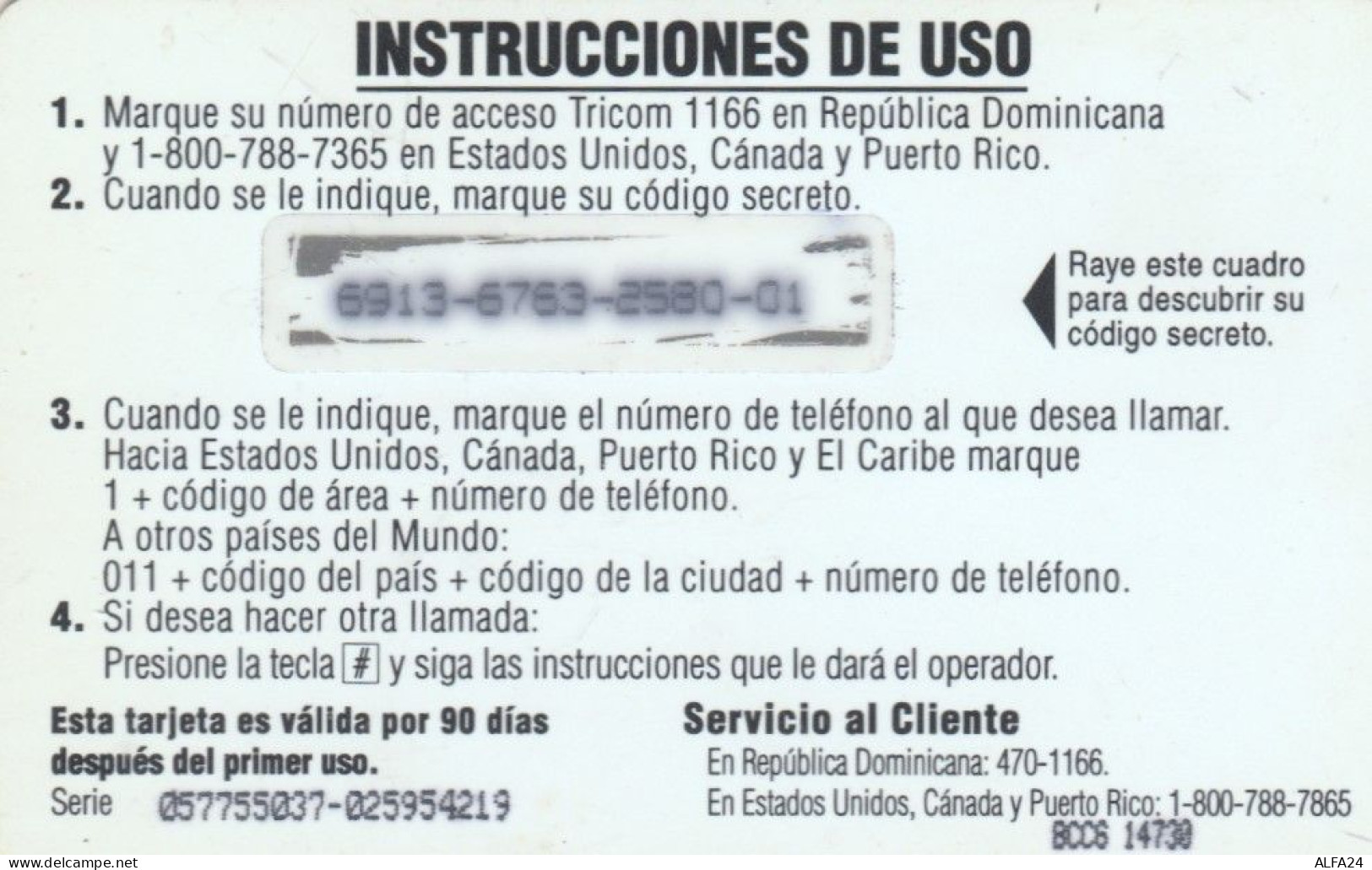 PREPAID PHONE CARD DOMINICANA  (E99.25.2 - Dominicana