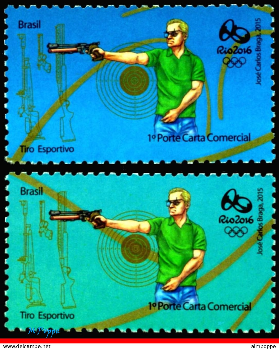 Ref. BR-OLYM-E28 BRAZIL 2015 - OLYMPIC GAMES, RIO 2016,SHOOTING,WEAPONS, 3RD & 4TH SHEET, MNH, SPORTS 3V - Eté 2016: Rio De Janeiro