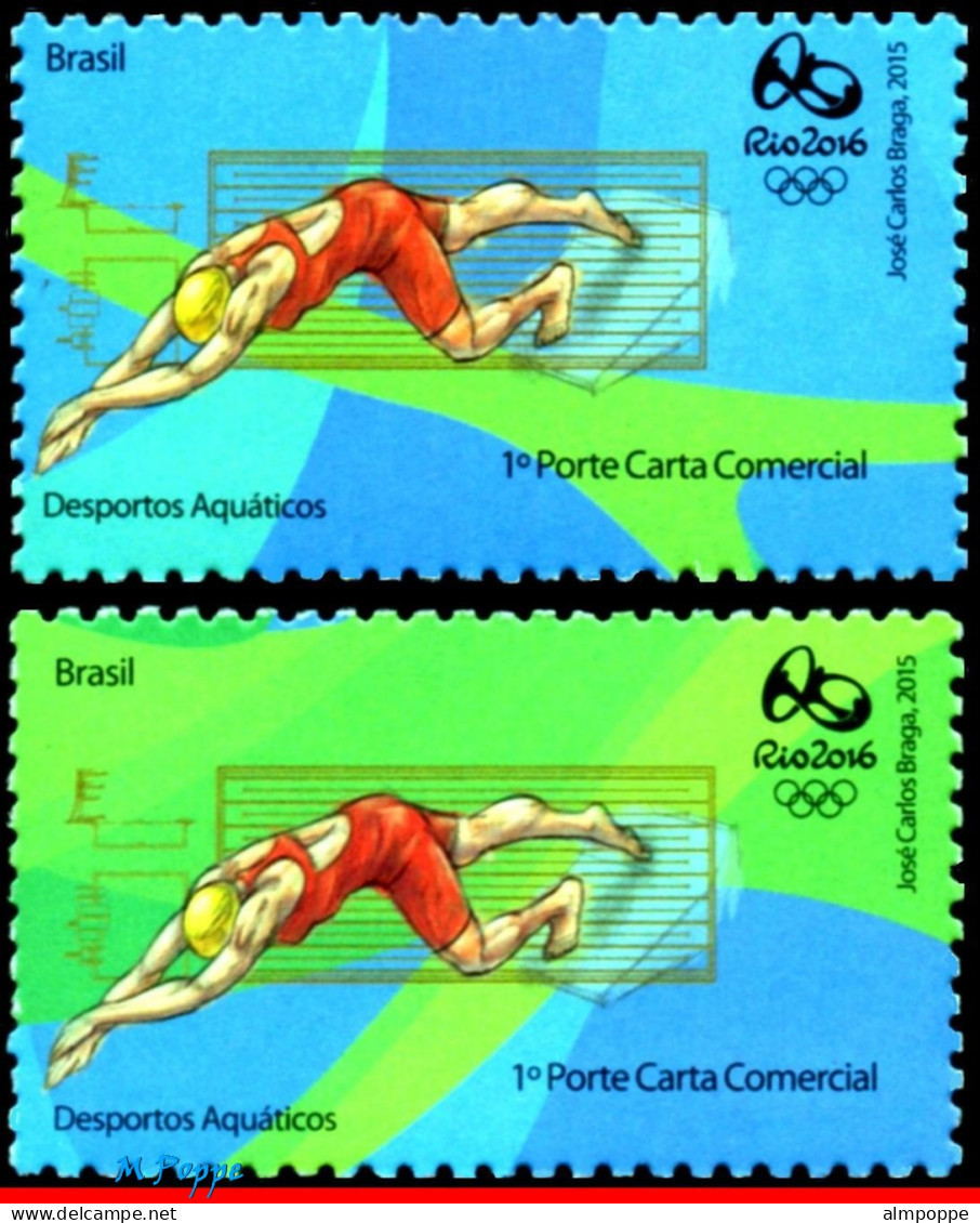 Ref. BR-OLYM-E09 BRAZIL 2015 - OLYMPIC GAMES, RIO 2016,AQUATICS, SWIMMING, 1ST & 4TH SHEET, MNH, SPORTS 3V - Sommer 2016: Rio De Janeiro