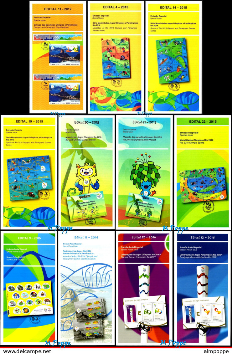 Ref. BR-OLYM-ED BRAZIL 2016 - COMPLETE KIT BROCHURES OFSTAMPS,OLYMPIC PARALYMPIC GAMES,RIO 2016, SPORTS 0V - Eté 2016: Rio De Janeiro