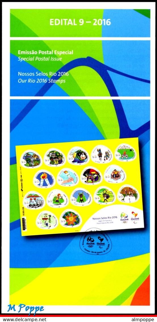 Ref. BR-OLYM-ED BRAZIL 2016 - COMPLETE KIT BROCHURES OFSTAMPS,OLYMPIC PARALYMPIC GAMES,RIO 2016, SPORTS 0V