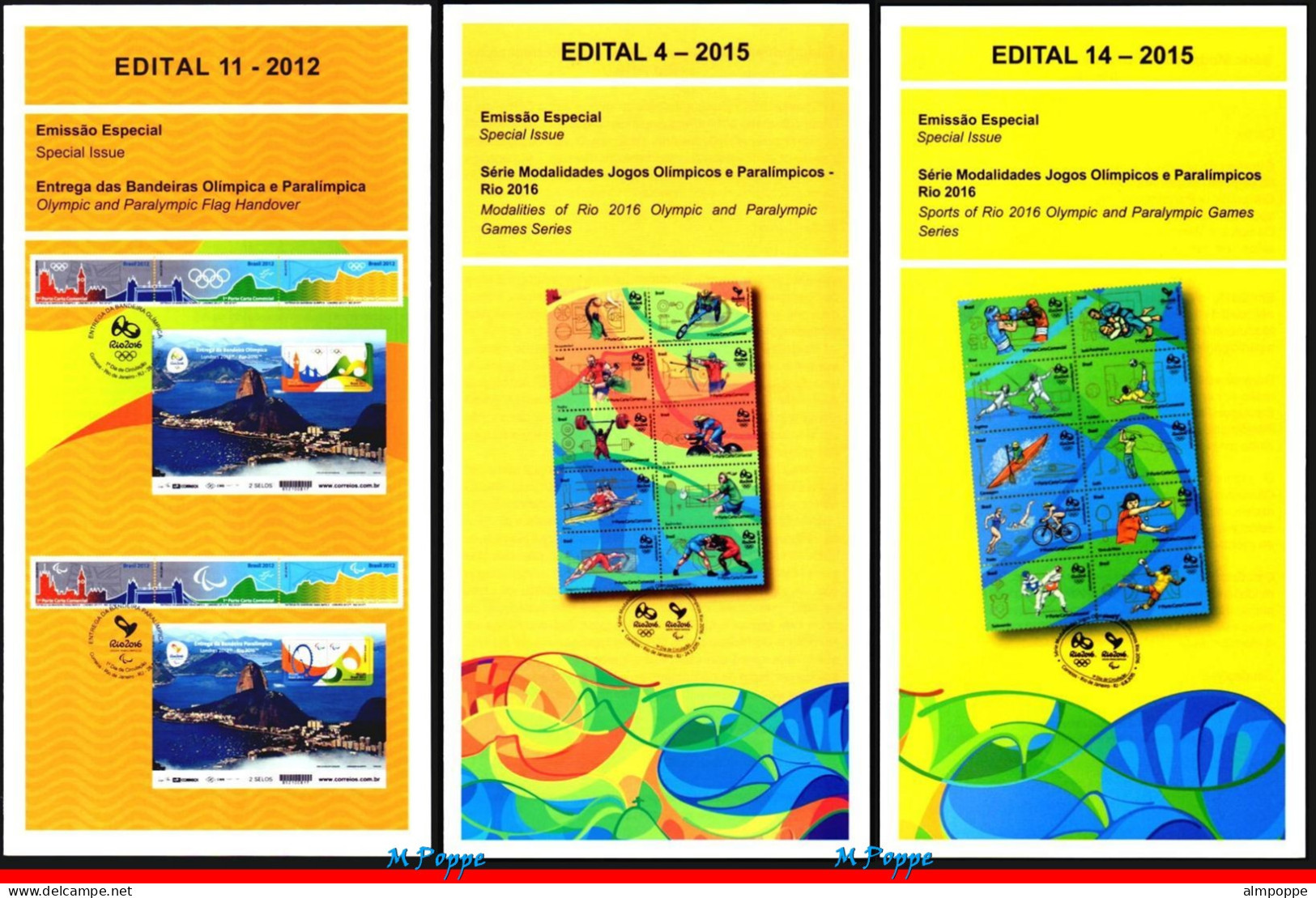 Ref. BR-OLYM-ED-1 BRAZIL 2015 - EDICTS OF THE STAMPS OFOLYMPIC AND PARALYMPIC GAMES, RIO 2016, SPORTS 0V - Verano 2016: Rio De Janeiro