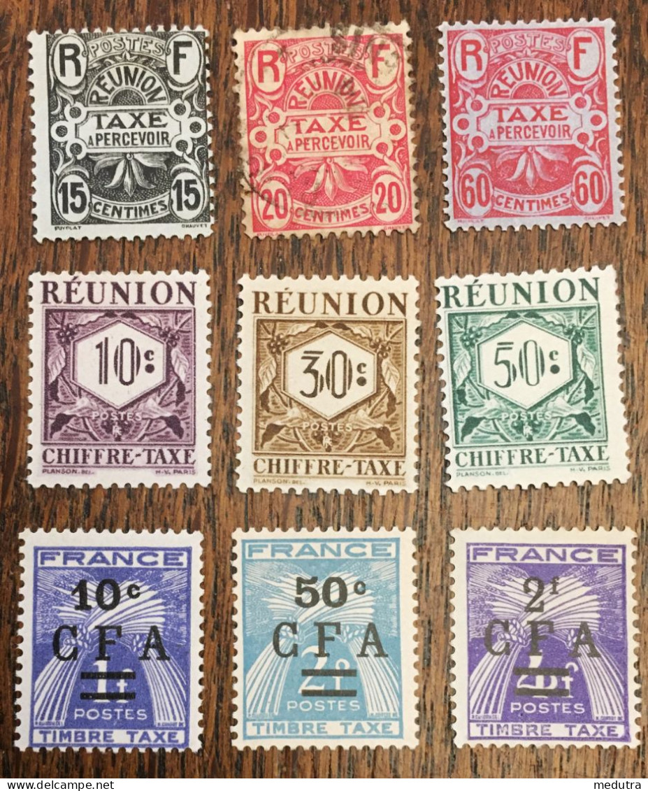 Réunion Timbre Taxe :  8*   9°  12**  26**  27*  28**  36**  37**  38** - Timbres-taxe