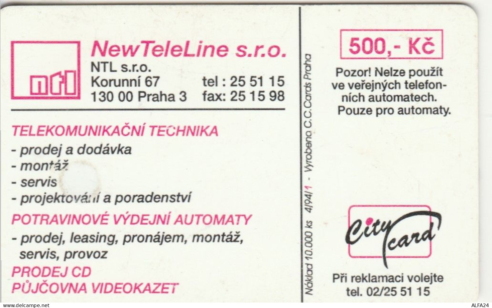 PHONE CARD REPUBBLICA CECA 10000 EX  (E100.19.1 - Czech Republic