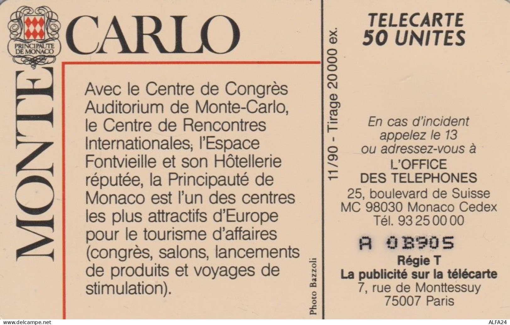 PHONE CARD MONACO  (E100.12.3 - Mónaco