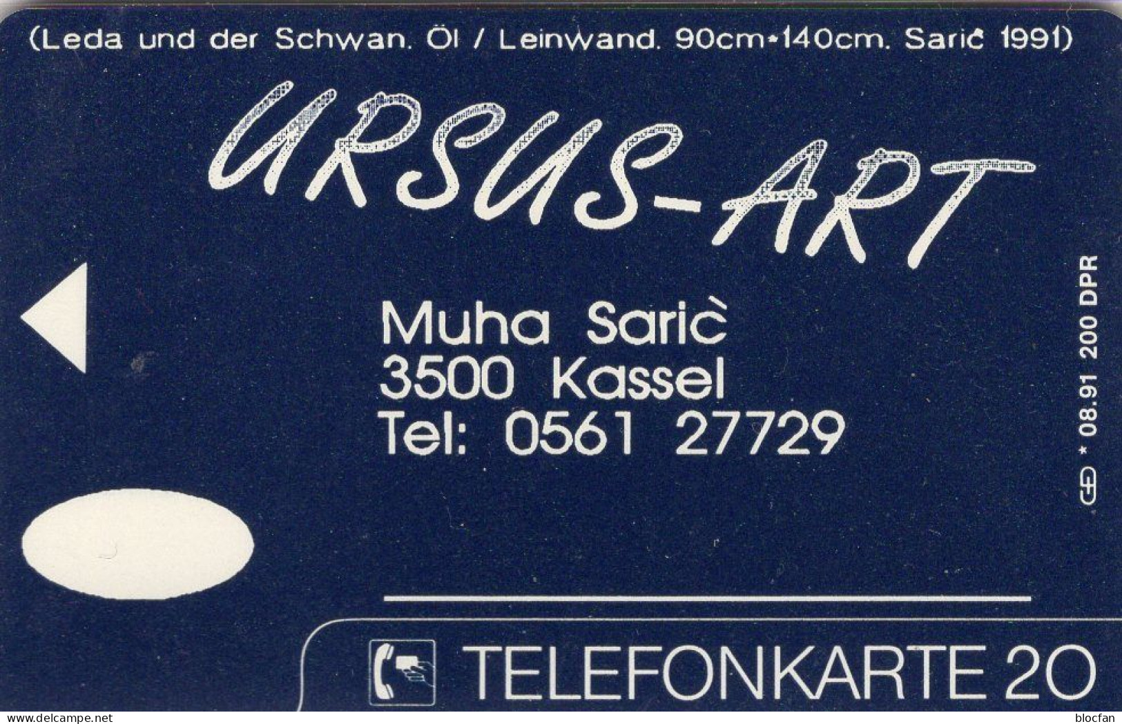 Leda/Schwan Dummy TK N *a 08/1991 10Expl. ( K400) ** 80€ Visitenkarte Saric Kassel Ursus-Art TC Art On Phonecard Germany - V-Series : VIP & Visiting Cards