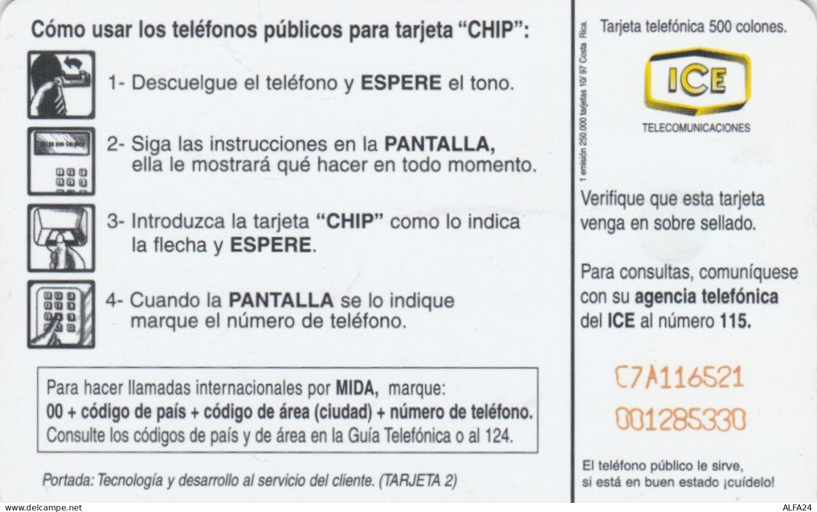 PHONE CARD COSTARICA  (E101.25.2 - Costa Rica