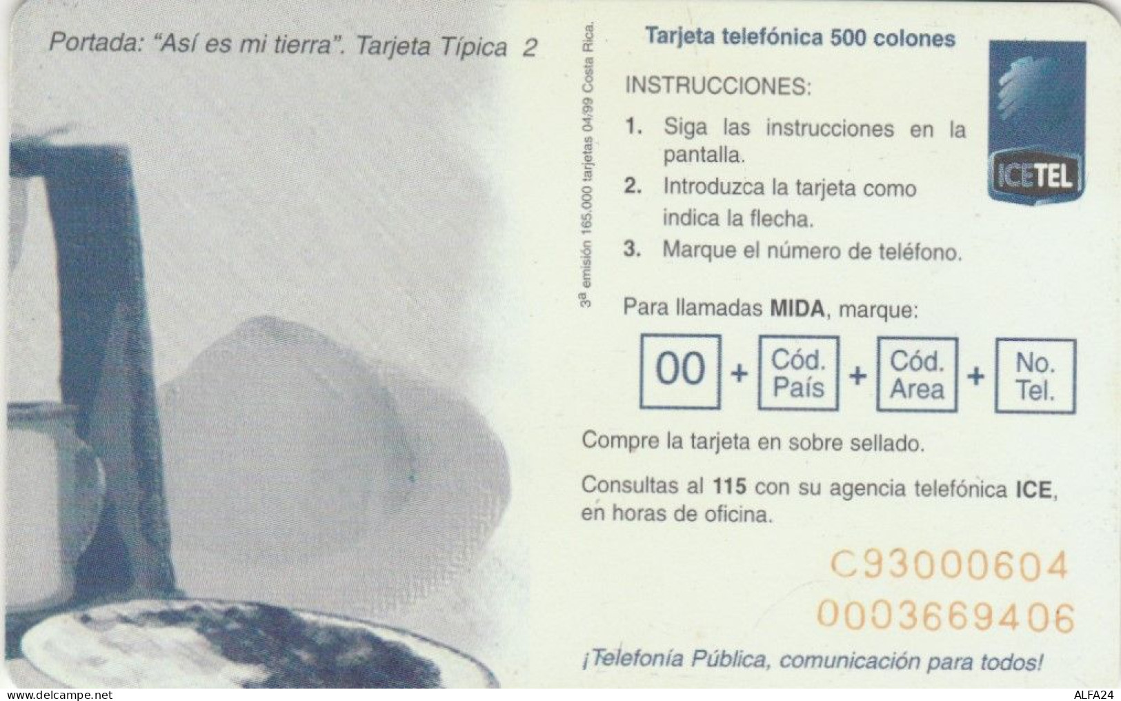 PHONE CARD COSTARICA  (E101.25.4 - Costa Rica
