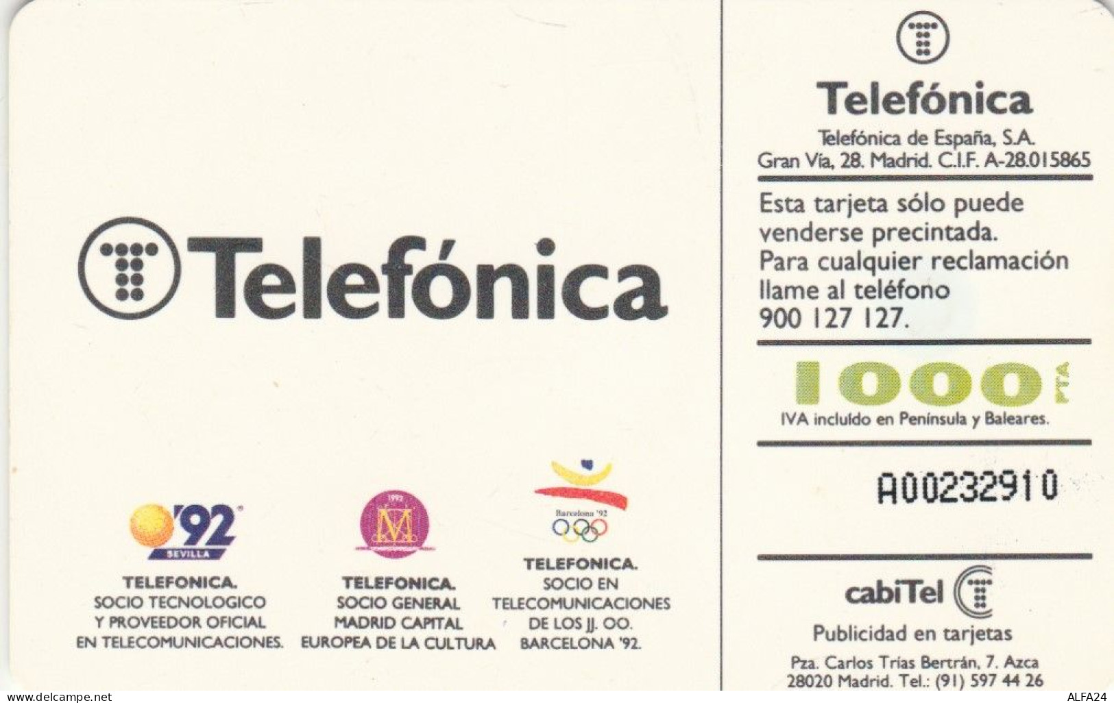 PHONE CARD SPAGNA  (E101.18.8 - Emisiones Básicas