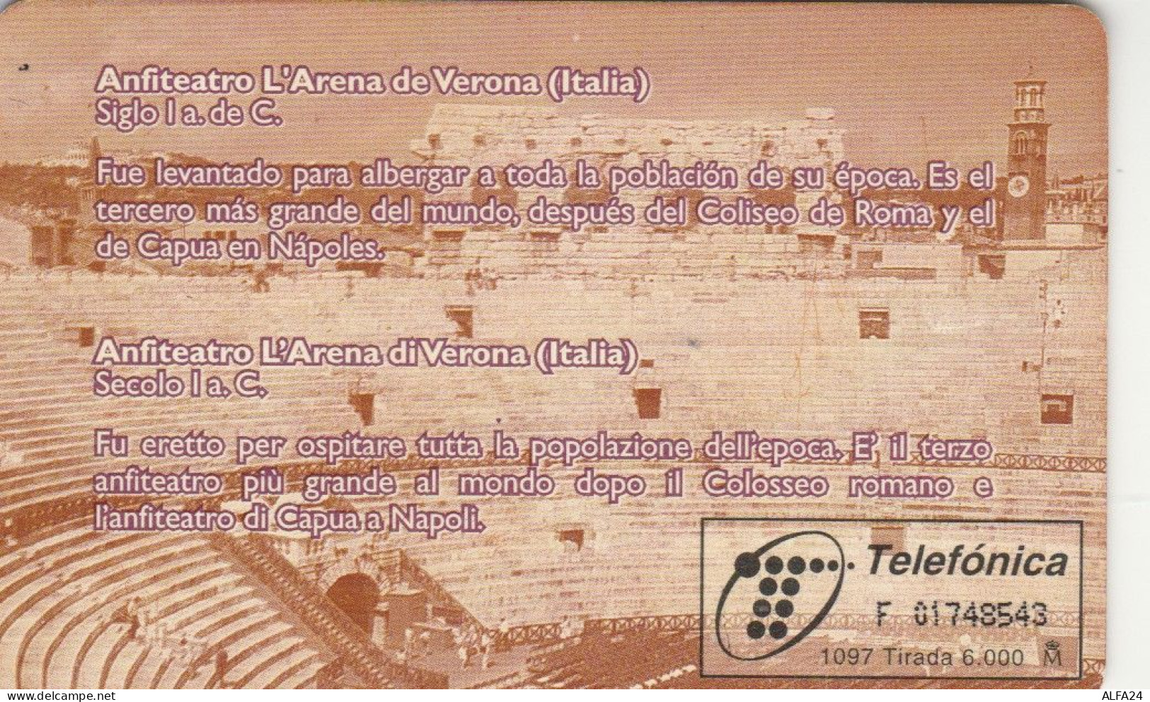 PHONE CARD SPAGNA TIR 6000 VERONAFIL 97 (E101.18.5 - Emissioni Private