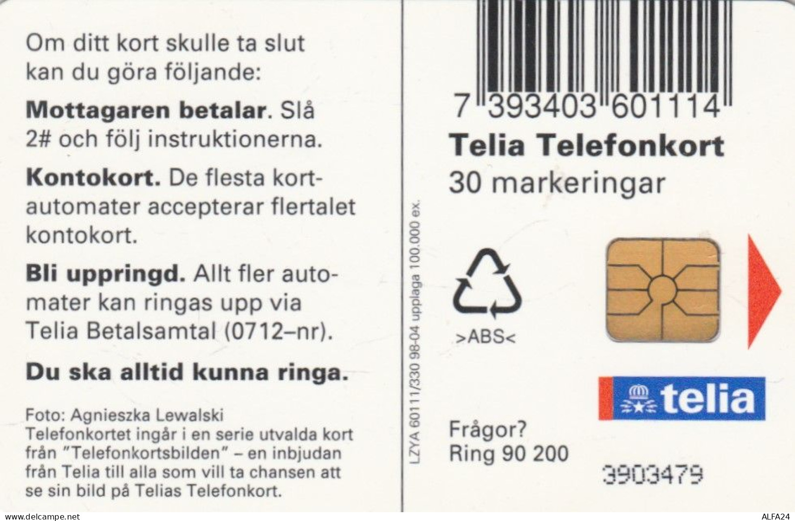 PHONE CARD SVEZIA  (E101.15.8 - Suède