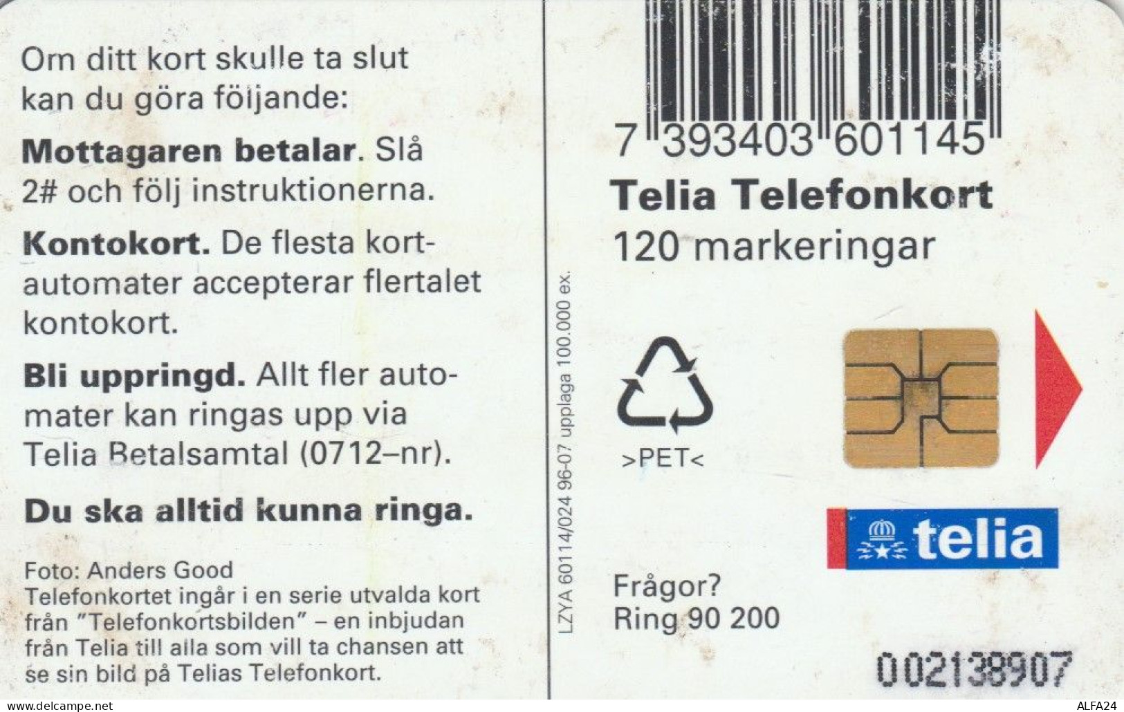 PHONE CARD SVEZIA  (E101.15.3 - Suède