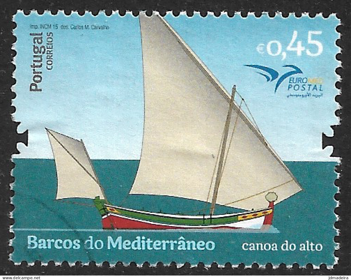 Portugal – 2015 Mediterranean Boats 0,45 Used Stamp - Usado